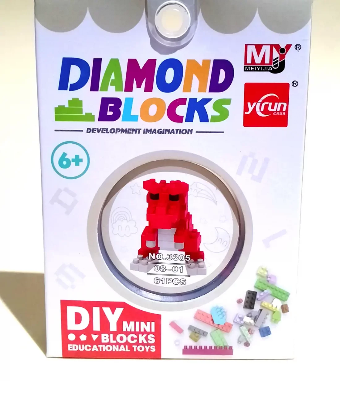 dinosaurio rojo bloques de construccion mini